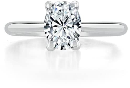 BEBEWO Echtgold Oval Verlobungsringe für Damen 1ct Moissanit Weißgold Ring Ewigkeitsring Frauen Personalisiert