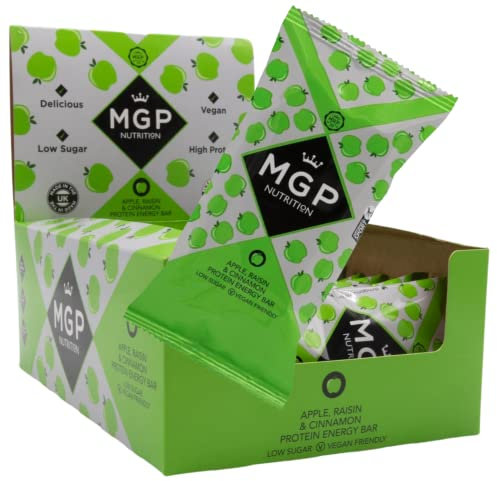 MGP Nutrition 12 Pack Apple Accelerator Protein Bar - High Protein, Low Sugar Vegan Snack with Real Apple & Cinnamon - Healthy & Delicious Plant-Based Energy Snack Bar, Made in UK