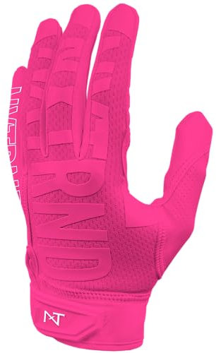 Nxtrnd G2 fotbollshandskar, herr ultrablibbiga mottagarhandskar (rosa, Large)