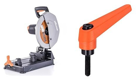 Evolution Power Tools - R355CPS & HALDER 24400.0441 Verstellbare Klemmhebel, Orange, d1=22 mm / d2=M10 / l1=20 mm