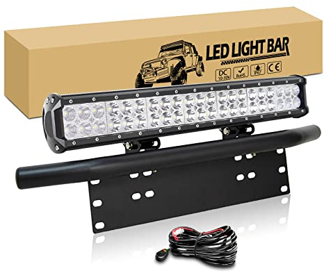 RIGIDON 50 cm 126W Led Arbeitsscheinwerfer mit Kennzeichen und Kabelbaum | Zweireihig Led Lichtleiste Kfz, Kennzeichenhalterung, Offroad Zusatzscheinwerfer Led Bar für 4x4 Auto SUV ATV LKW Fahrzeuge