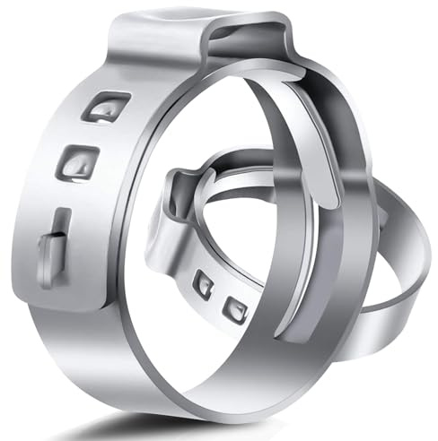 50 Pack 3/8 Inch PEX Cinch Clamps Rings 304 Stainless Steel Cinch Crimp Rings Pinch Clamps 3/8 Stepless Single Ear Hose Clamp for PEX Tubing Pipe Fitting Connections