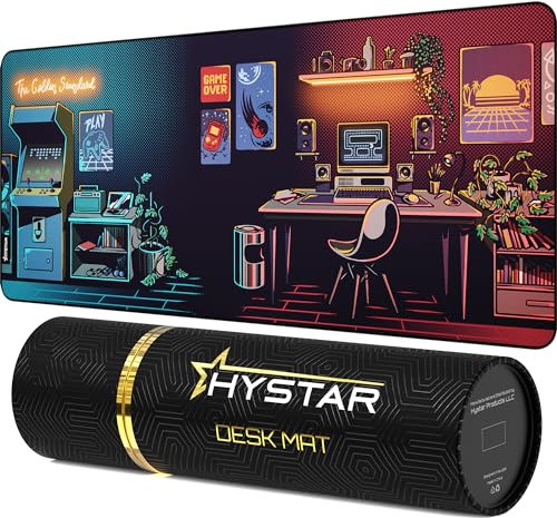 Hystar® Extended Gaming Mouse Pad | XXXL 45 x 20 | 5mm Thick, Waterproof Surface, Smooth Polyester Fabric, and Natural Rubber Base | Nostalgia