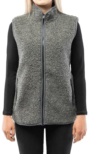 Perfect Wool - Weste Wolle - Merino Weste Damen und Herren - Warm und Weich - Sportweste für Herbst und Winter, mit Stehkragen, Reißverschluss und Taschen - Grau