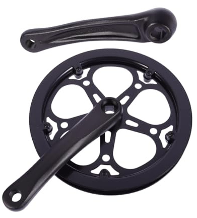 Yardwe Single Ring Bike Crankset Kit 52 Tooth Chainring Sprocket Tooth Plate Bike Crank for Single Speed Mountain Road and Fixed Gear Bikes Replacement Cycling Component