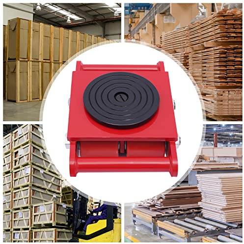 Transportador de máquinas, rotativo, giratorio, transporte industrial, tanque, dirección, chasis, patines, maquinaria, ruedas de carga pesada, rectangular, rojo, con asa, ruedas antideslizantes de