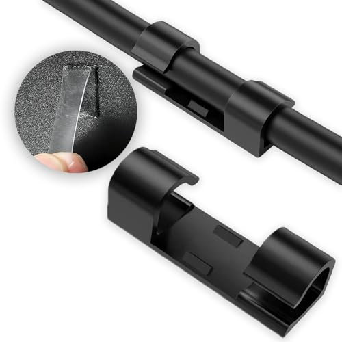 UBRAVE Kabelhalter Kabelclips, 20 Stück Kabelhalter Selbstklebend, Vielzwecke Outdoor Kabelführung Kabel Organizer Set für Auto Schreibtisch, Netzkabel, USB Ladekabel, Ladegeräte, Audiokabel, Schwarze