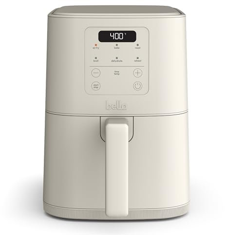 Bella 4 Litre Thin Air Fryer, Fits Anywhere, EverGood Ceramic Non-Stick Coating, Adjustable Temperature, 6 Preset Cooking Options