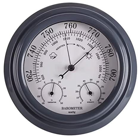 UNbit Barómetro Termómetro Higrómetro, Barómetro Barómetro Tradicional Esfera meteorológica combinada Barómetro for Colgar en la Pared