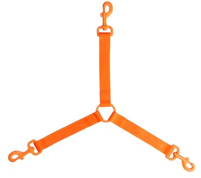 HP&G Koppelleine 3in1 mit Karabinern für mittelgroße und große Hunde, Orange, Nylon, Hundeleine für 3 Hunde gleichzeitig, Übungsleine, Trainingsleine, kein verheddern