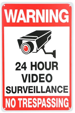 Cartel de videovigilancia Impermeable, Señal de Advertencia para Vigilancia de la Cámara con 4 Agujeros, 20 x 30 cm, Protección Contra Rayos UV, para Ventana, Puerta