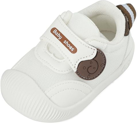 MK MATT KEELY Babysko, flicka, pojke, första steget, 3–24M, baby, promenader, barn, halkfri, andas, lätta, slip-on sneakers, A White, 24 EU