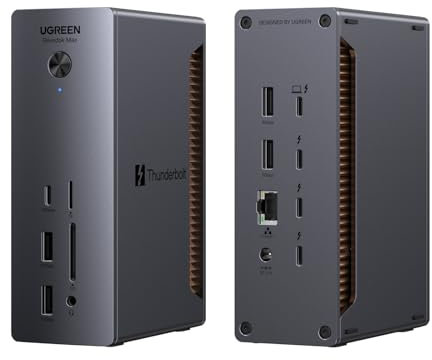 UGREEN Revodok Max Thunderbolt 5 Dock, 13 Ports TB5 Docking Station, Dual 8K@60Hz Display, 140W Max Charging, 4x TB5 120Gbps Max Transfer, 312MB/s UHS-II SD/TF 4.0, 2.5GbE for Thunderbolt 5/4 Laptops