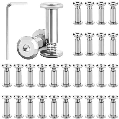 30 Stück Verbindungsschrauben M5, Schrankverbinder Schrauben Edelstahl mit Sechskant Schlüssel, Möbelverbinder schrauben, Hülsenschrauben M5 x 16mm für Möbeln, Schränken, Holzbret