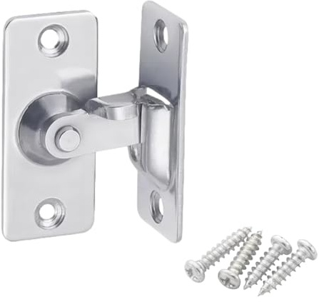 Mcoser 2PCS 90 Degree Right Angle Stainless Steel Door Lock, Sliver, Safety Door Bolt Lock Hasp Latch, Sliding Door Latch, Bathroom Door Lock, 44*19mm