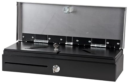 BALSAT | Cajón de Monedas Profesional | Cajón Eléctrico Con Apertura Vertical | 46x17x10 cm | Compartimentos Para Monedas y Billetes | Llave de Seguridad | Conexión RS-232 y RJ-11 | Diseño Compacto