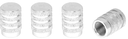 INFINAUTO Tire Valve Stem Caps 7x17mm for Car Truck Motorbike Bicycle Tyre Valve Dust Covers Aluminum Alloy Silver Tone Decorative