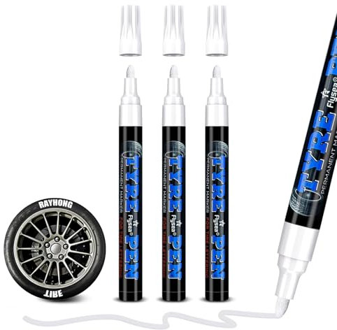 Hsypti 3 Stück Auto Reifen Stift Weiß, Hohe Kapazität Reifenstift Wasserfest Auto Reifenmarker Reifen Lackstifte für Auto Motorrad Reifen