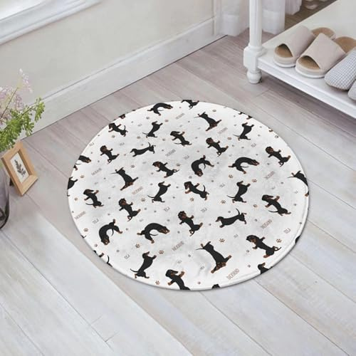 FSDGY Badvorleger Fußmatte Flauschig Teppich Badezimmerteppich Duschmatte für Bade & Wohnzimmer Schlafzimmer,Yoga-Posen und Übungen für Hunde. Dackel.,60x60 cm