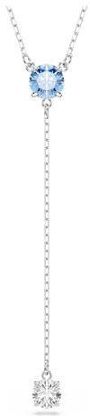 Swarovski Stilla Attract Collana a Y, Gioiello con Cristalli Blu e Zirconia, Pietre Preziose a Taglio Round, Chiusura a Scorrimento, Placcatura in Tonalità Rodio, 30-46 cm, 0,8 x 0,8 cm