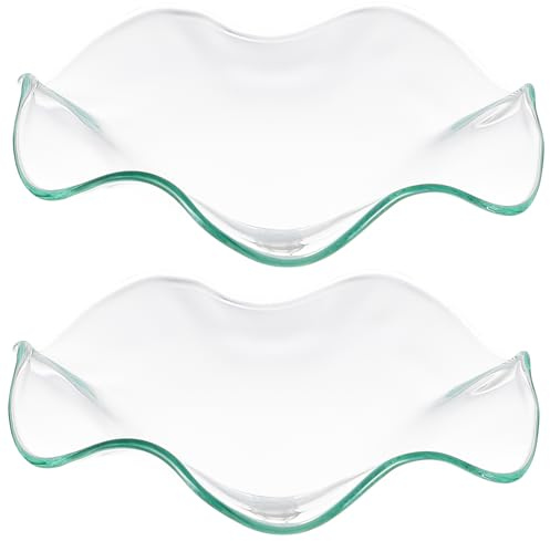PERSELOSO Lot de 2 Plats en Verre Transparents Fondant Parfumé pour Bruleur, Support D'huile Essentielle Élégant et Décoratif pour Maison ou Salon de Beauté