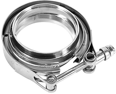 Tomvorks Mercellino a Banda a V in Acciaio Inossidabile 3 Pollici con 2 Kit Flangia, Tubo di Scarico Resistente Set per il Massimo Flusso, Semplifica L'installazione