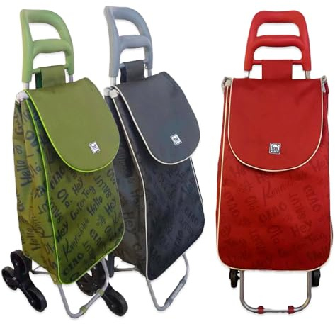 Ma Maison 1 Carrello Portaspesa Trolley per la Spesa da 25 Litri con Ruote Girevoli per le Scale - Sacca Colorata, Manico Ergonomico, Impermeabile, Saliscale, Leggero - Facile Trasporto Assortito