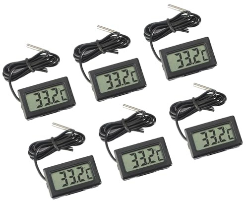 ARCELI Termometro digitale LCD Monitoraggio della temperatura con sonda esterna per frigorifero Frigorifero congelatore Acquario - Nero（6 pezzi ）