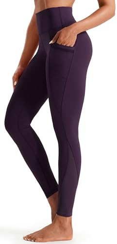 Persit Sport Leggings Damen, Sporthose Yogahose Sportleggins Yoga Leggins Tights Laufhose für Damen Dunkelgraulila-Size 36 (Herstellergröße: S)