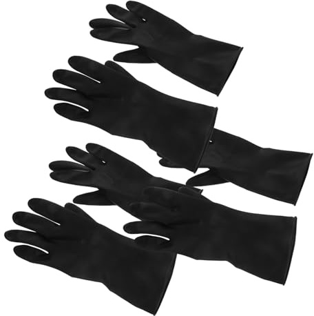 Mobestech 3 Pairs Hair Dye Gloves Anti-Slip Waterproof Hair Shampoo Gloves Size l Black and Barber Hand Protection