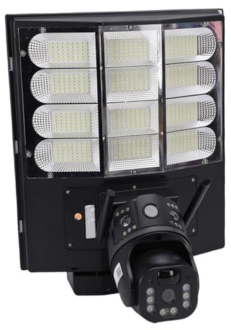 Diyeeni 4G-Solar-Straßenlaternen mit Kamera, Wasserdichter Bewegungssensor-Flutlicht für den Außenbereich mit Telefon-App, Nachtsicht, 1080P-Doppelobjektiv, LED-Parkplatzbeleuchtung,