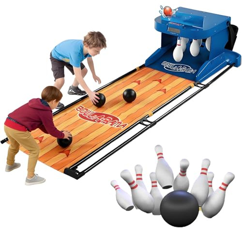 GLBMXDD Jeu de Bowling pour Enfants, Jeu électronique de Bowling, Console de Jeux de Bowling d'intérieur, réinitialisation Automatique, éclairage, Effets sonores de Simulation, pour Enfants 2m/6.56ft
