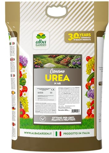 Albagarden - Concime Granulare Urea 46% + Azoto | MAXI 4 Kg – Crescita Rapida e Verde Intenso – Fertilizzante per Orto, Prato e Piante da Frutto Made in Italy