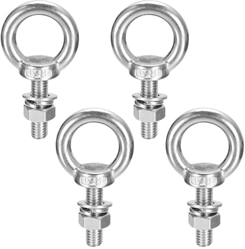 Boulon M8, 4 Pcs Piton à Visser M8 x 30 mm, Anneau de Levage, Boulons à Oeil, Anneau a Visser, Vis à Anneau de Levage en Acier Inoxydable 304 avec Filetage pour Fixation et Suspension