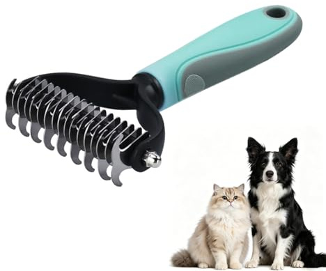 Peine Perro y Cepillo Gatos Quita Corto Pelo Muerto de Mascotas Acero Inoxidable 17+9 Dientes Cepillos de Aseo y Desenreda los Nudos para Gatos, Perros y Mascotas de Pelo Largo, Cepillo Perro