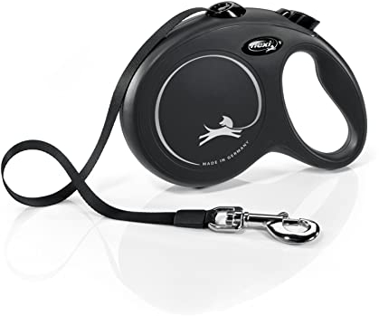 flexi® Classic L Gurt 5 m schwarz, Roll-Leine für Hunde bis 50 kg