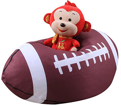 ele ELEOPTION Kindersitzsack Kinder Sessel Stofftier Aufbewahrungtasche Großes Fassungsvermögen 26'' Spielzeugaufbewahrung für Kinder Stofftier Plüschtiere Decke (American Football Design)