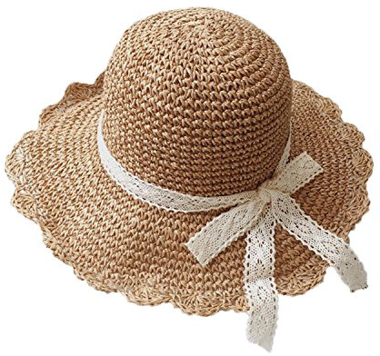 AfinderDE Sommer Strohhut Damenhut Faltbarer Fischerhut Sonnenhut Strandhut Sommerhut Frauen Anti-UV Hut Outdoor breite Krempe Mütze