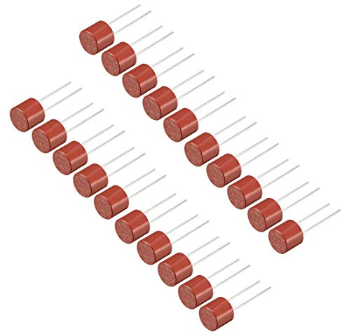 sourcing map 20 Stk. DIP Miniaturzylinder Slow Blow Mikro Sperrtmetur rot | t1A 1A 250V, de