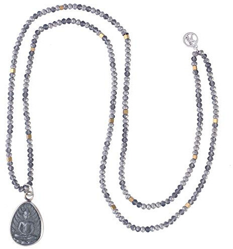 KELITCH Glück 925 Silber Buddha Anhänger Halsketten Achat Perlen Lange Halsketten Neue handgeknüpften Kristall Schmuck
