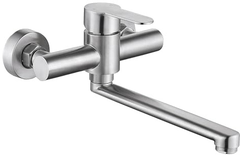 HomeLava 360° Drehbar Wand Wasserhahn 304 Edelstahl Küchenarmatur Wandmontage Mischbatterien Armatur für Küche Einhebelmischer
