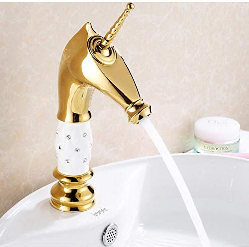 YHSGY Küchenarmatur Neues Design Pferdekopf Aus Massivem Messing Mit Diamant-Badezimmer Wasserhahn Waschbecken Armaturen Warm- Und Kaltwasser Mischbatterien Wasserhahn