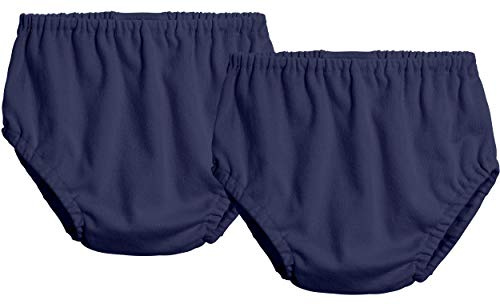 City Threads Cotton Diaper Covers for Girls and Boys 2-Pack, Made in USA Baby Bloomers (Navy/Navy, 9-12 Months)