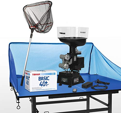TIBHAR Set da ping pong robot Robo Pro Junior + 72 palline + rete di raccolta + rete di raccolta palla | macchina a sfera con telecomando a infrarossi | TT-Ttrainer per casa (bianco)