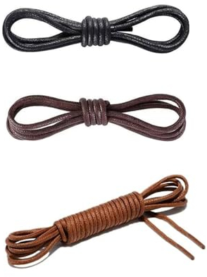 ZHjuju Cordones Redondos Encerados de Zapatos de Vestir,3 Pares Cordones de Zapatos Encerados Redondos ø2.5mm Resistente Sustituir Cordones para Mujer o Hombre