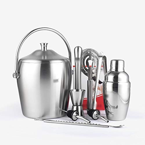 Kit Cocteleria Bastidor de Jumbo camarero Kit □ premium Cocktail Set Kit ciencia de la mezcla de bar y Home - cubo de hielo, Muddler, de doble cara del aparejo, todo-en-uno cóctel Shak Coctelera para