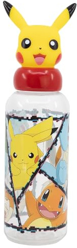 STOR Borraccia Riutilizzabile Pokémon 560ml Tritan con Tappo Figurina 3D - Bottiglia Bambini Senza BPA per Ragazzi e Ragazze