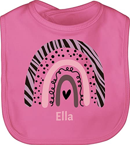 Baby Lätzchen - Boho - Regenbogen - pointilliert Streifen - Name - Unisize - Pink - personalisierte personalisiertes bohemian latz individuell bedrucken namens geschenke names kindergarten chic
