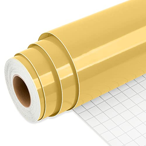 IModeur Gold Vinylfolie Plotter - 30,5 x 762,5 cm Gold Plotterfolie Vinyl für selbstklebendes Vinyl für DIY-Geschenke, Geburtstagsfeier