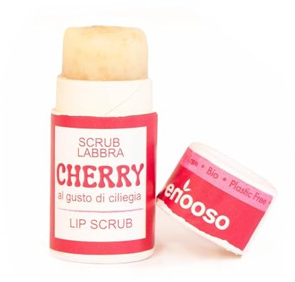 Lip Scrub Labbra Cherry - Balsamo Esfoliante Idratante 10 ml alla Ciliegia - Vitamina E per pelli Secche e Screpolate - Lip balm Bio Riparatore e Biologico - Naturale Plastic Free Vegano